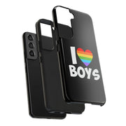 I Love Boys Pride Tough Phone Case – LGBTQ+ Rainbow Heart Design