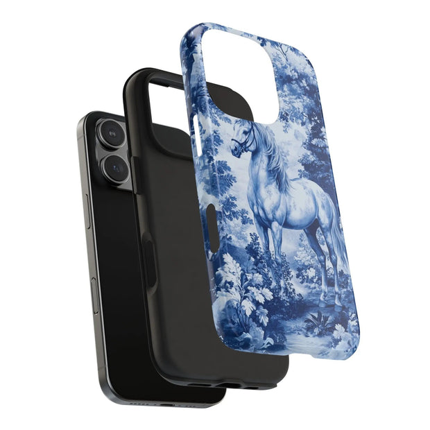 Blue Toile Horse Country Scenic Tough Phone Case LavenderCeleste