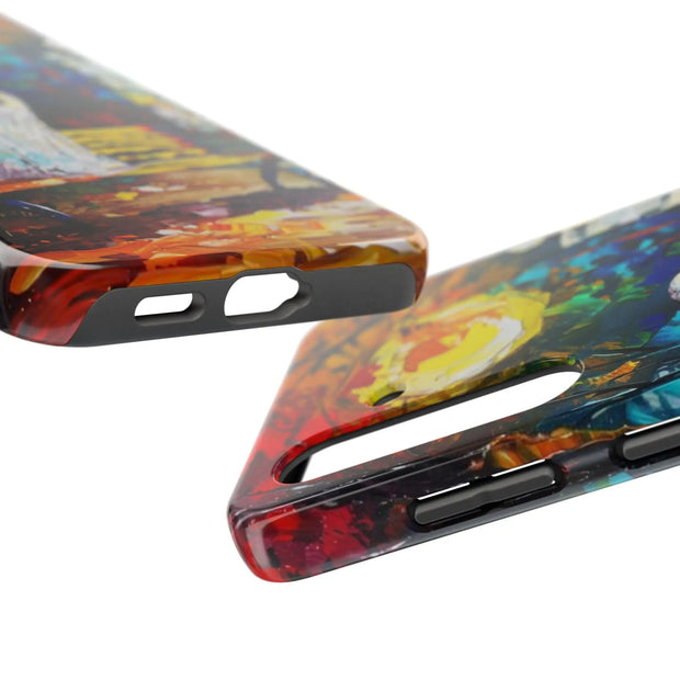 Lonely Ghost Tough Phone Case – Abstract Fall Park Bench Painting