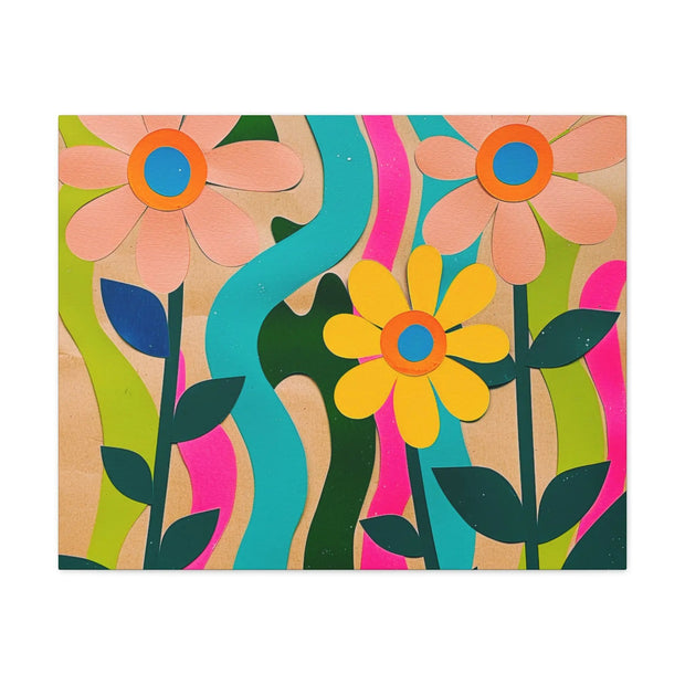 Groovy Paper Cut Flower Matte Canvas Art Printify
