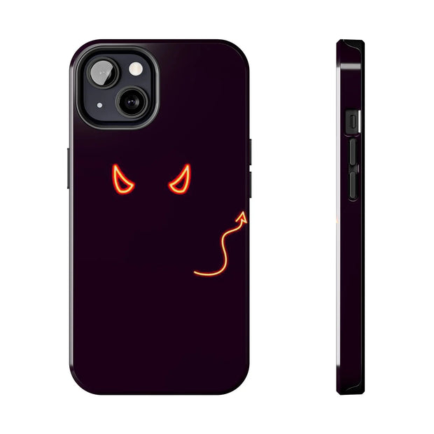 Neon Devil Eyes Tough Phone Case – Minimal Dark Glow Aesthetic Printify