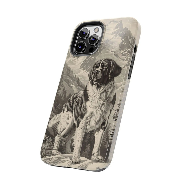 Saint Bernard Toile de Jouy Vintage Tough Phone Case LavenderCeleste