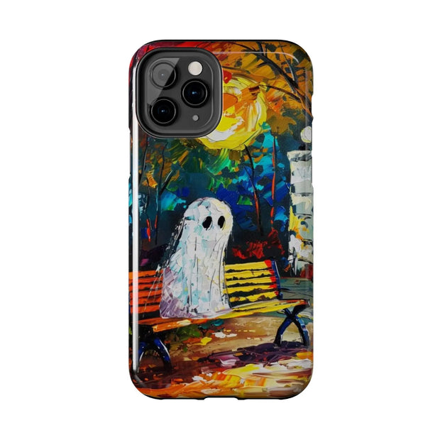 Lonely Ghost Tough Phone Case – Abstract Fall Park Bench Painting