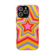 Retro Rainbow Star Groovy Tough Phone Case LavenderCeleste