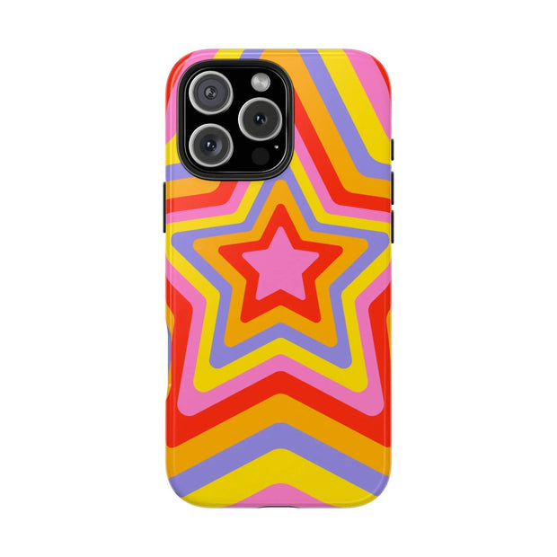 Retro Rainbow Star Groovy Tough Phone Case LavenderCeleste