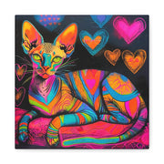 Neon Sphynx Love Pop Art Matte Canvas Wall Art LavenderCeleste