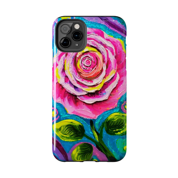 Vibrant Pink Rose Abstract Tough Phone Case LavenderCeleste