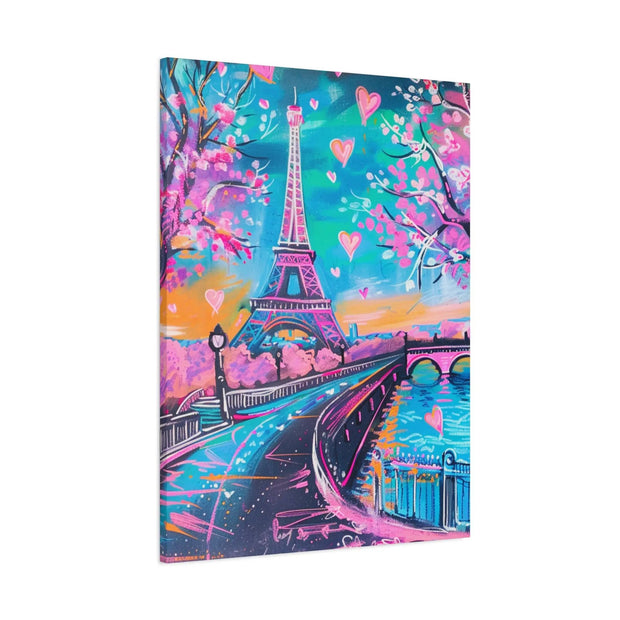 Pink Paris Eiffel Tower Dreamy Matte Canvas Art LavenderCeleste