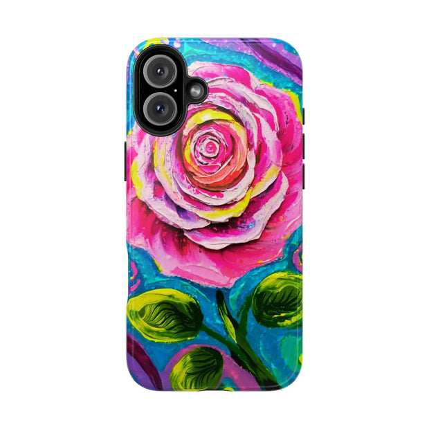 Vibrant Pink Rose Abstract Tough Phone Case LavenderCeleste