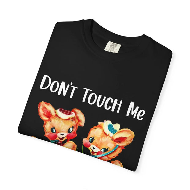 Don’t Touch Me I’ll Scream Retro Bunny Comfort Colors Tee LavenderCeleste