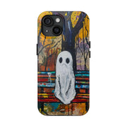Sad Ghost on Park Bench Abstract Art Phone Case LavenderCeleste