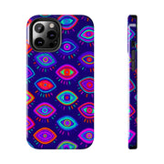 Trippy Neon Evil Eye Protective Tough Phone Case LavenderCeleste