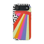 Retro Mod UFO Rainbow Beam Tough Phone Case LavenderCeleste