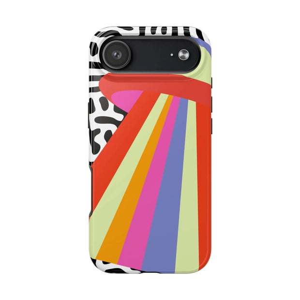 Retro Mod UFO Rainbow Beam Tough Phone Case LavenderCeleste