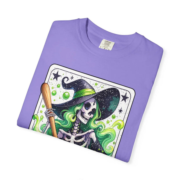 The Shit Stirrer Witch Skeleton Comfort Colors Tee LavenderCeleste