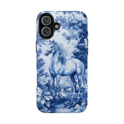 Blue Toile Horse Country Scenic Tough Phone Case LavenderCeleste