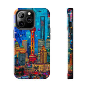 Shanghai Skyline Collage Pop Art Tough Phone Case LavenderCeleste