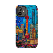 Shanghai Skyline Collage Pop Art Tough Phone Case LavenderCeleste
