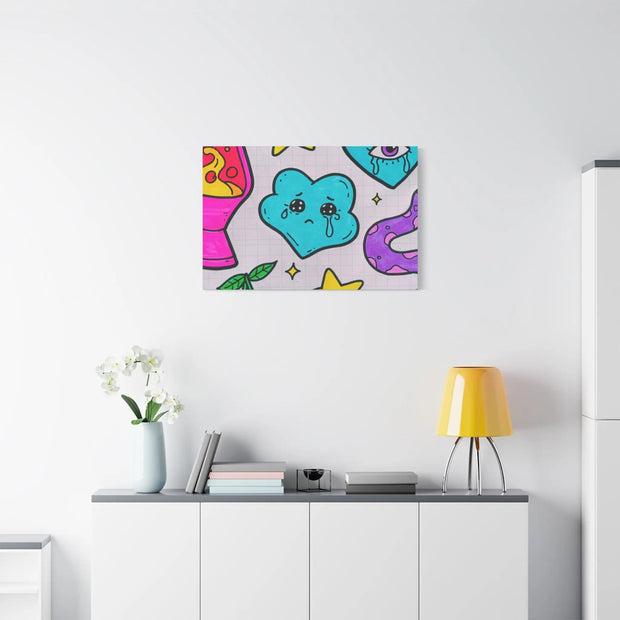 Kawaii Lava Lamp Sad Cloud Snake Matte Canvas Print LavenderCeleste