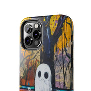 Sad Ghost on Park Bench Abstract Art Phone Case LavenderCeleste