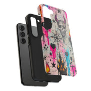 Skull Occult Neon Drip Pastel Goth Tough Phone Case LavenderCeleste