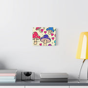 Kawaii Mushroom Cherry Flower Matte Canvas Print LavenderCeleste
