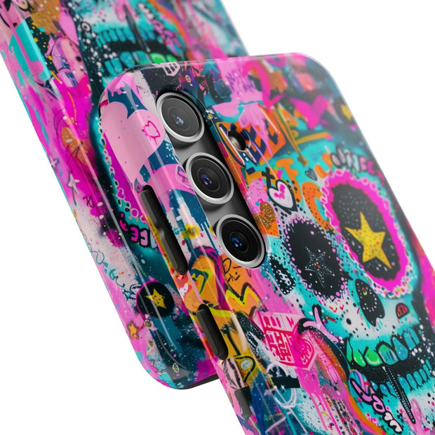 Graffiti Skull Neon Art Tough Phone Case LavenderCeleste
