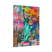 Vibrant New York Collage Matte Canvas – Statue of Liberty Pop Art Printify