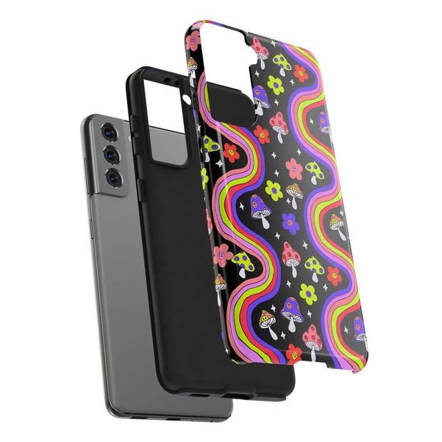Groovy Mushroom Rainbow Tough Phone Case LavenderCeleste