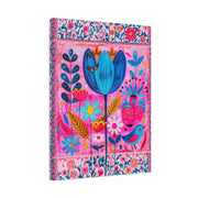 Whimsical Pink Blue Floral Matte Canvas Art LavenderCeleste