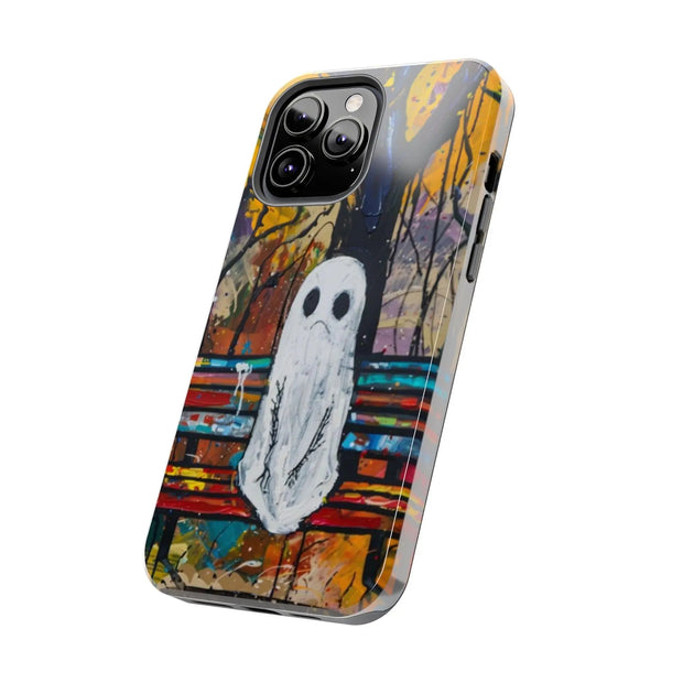 Sad Ghost on Park Bench Abstract Art Phone Case LavenderCeleste