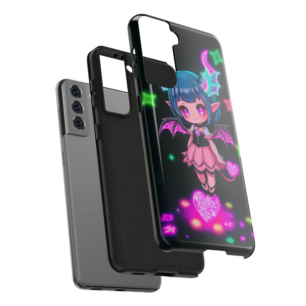 Kawaii Gothic Succubus Neon Heart Tough Phone Case