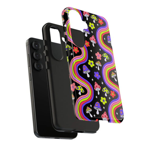 Groovy Mushroom Rainbow Tough Phone Case LavenderCeleste