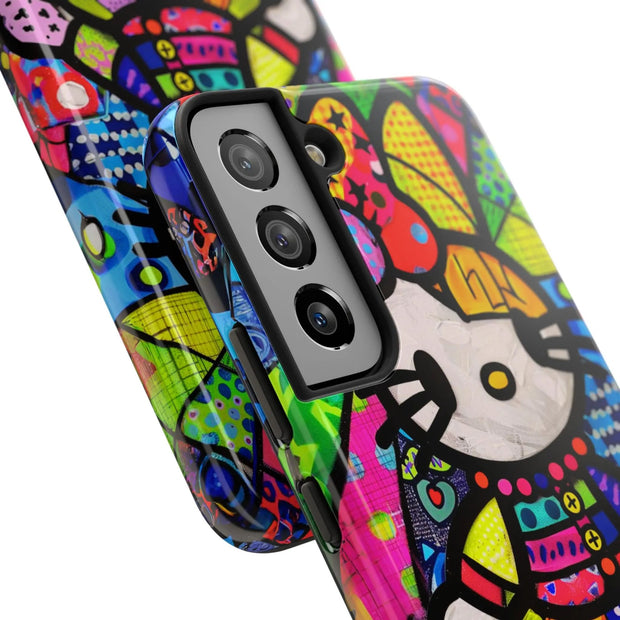 Pop Patchwork Kitty Tough Phone Case LavenderCeleste