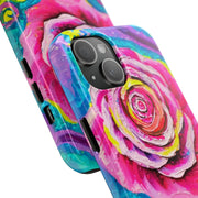 Vibrant Pink Rose Abstract Tough Phone Case LavenderCeleste
