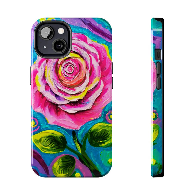 Vibrant Pink Rose Abstract Tough Phone Case LavenderCeleste