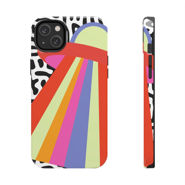 Retro Mod UFO Rainbow Beam Tough Phone Case LavenderCeleste