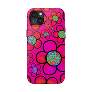 Hot Pink Retro Flower Power Tough Phone Case LavenderCeleste