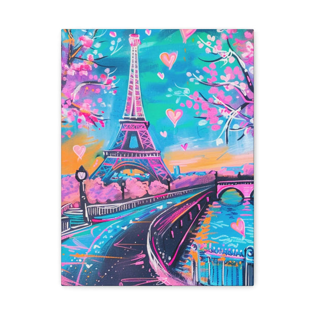 Pink Paris Eiffel Tower Dreamy Matte Canvas Art LavenderCeleste