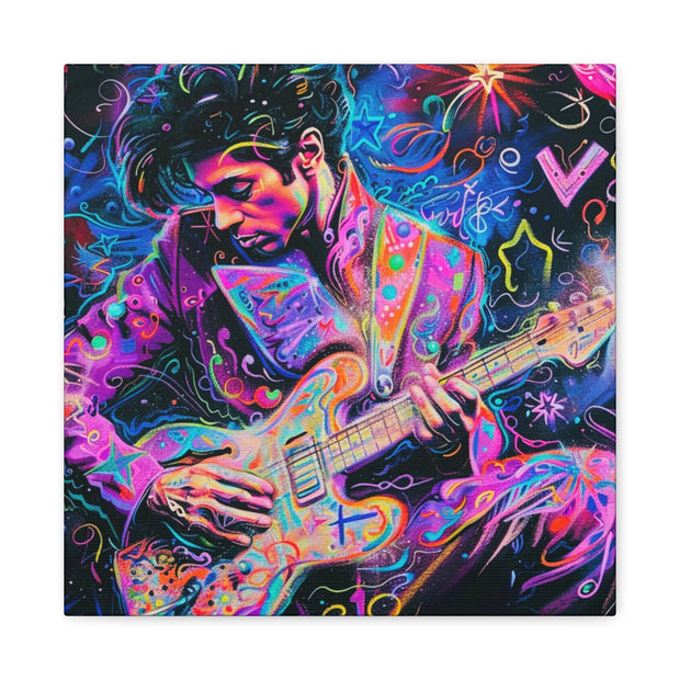 Electric Purple Guitar Legend Matte Canvas Art Printify