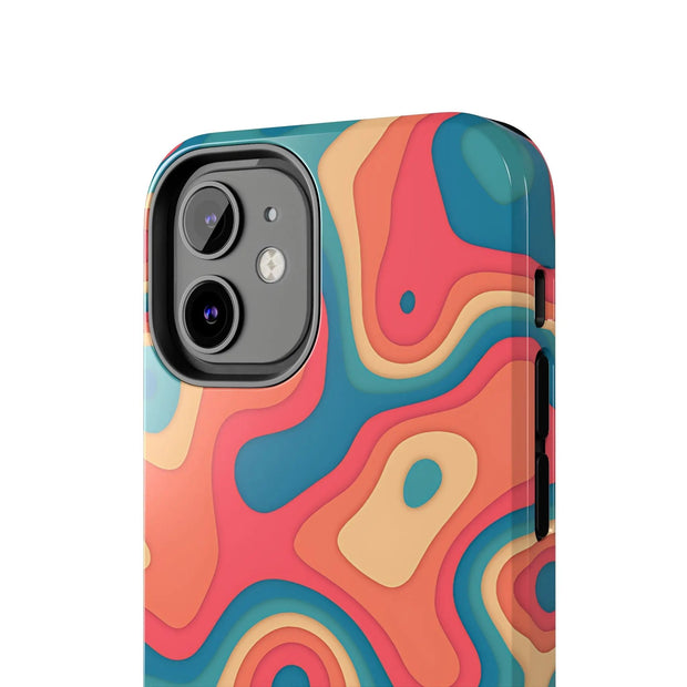 Retro Coral Abstract Mid-Century Tough Phone Case LavenderCeleste