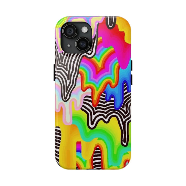 Psychedelic Rainbow Drip Tough Phone Case LavenderCeleste