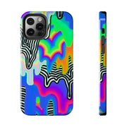Trippy Technicolor Drip Retro Tough Phone Case LavenderCeleste