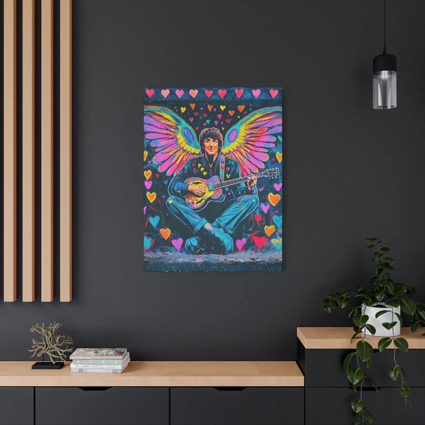 Psychedelic Guitar Angel Matte Canvas Art LavenderCeleste