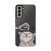 Skeleton Scratch Cat Gothic Humor Tough Phone Case LavenderCeleste