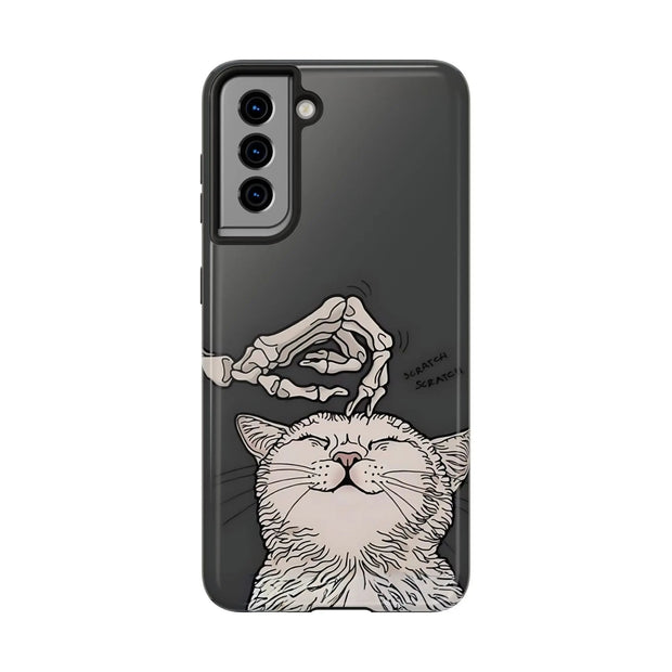 Skeleton Scratch Cat Gothic Humor Tough Phone Case LavenderCeleste