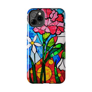 January Carnation Stained Glass Birth Flower Tough Phone Case
