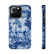 Blue Toile Horse Country Scenic Tough Phone Case LavenderCeleste