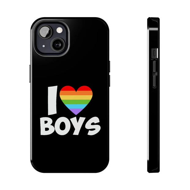 I Love Boys Pride Tough Phone Case – LGBTQ+ Rainbow Heart Design