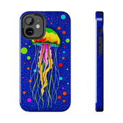 Vibrant Neon Jellyfish Cosmic Sea Tough Phone Case
